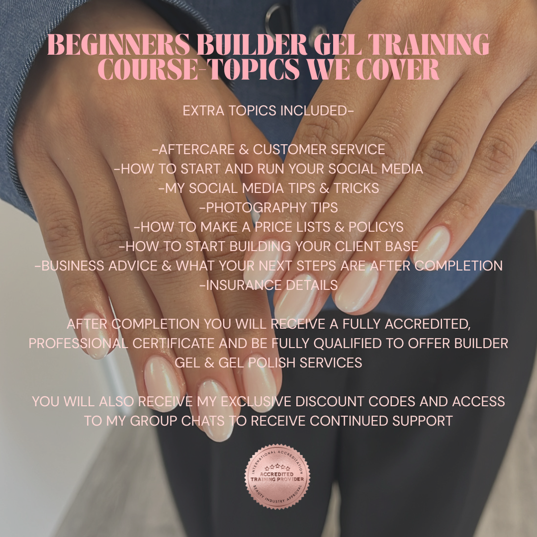 In person beginners builder gel & gel polish training course